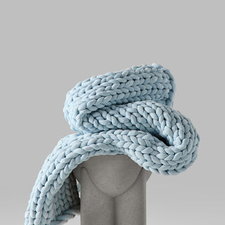 Chunky Knit Weighted Blanket UK 7kg - Luxury Hand-Woven Throw, Cosy Textured Blanket, Deep Sleep Anxiety Relief